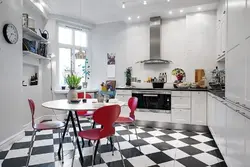 Interiors white kitchen black floor