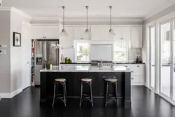 Interiors white kitchen black floor