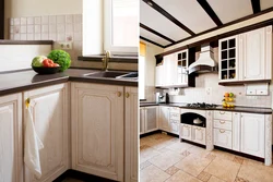 Kitchen interior if the kitchen is made of ash photo