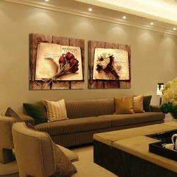 Panel on the wall in the living room above the sofa photo