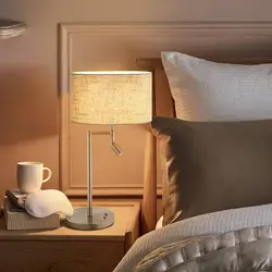 Table lamps in the bedroom in the interior