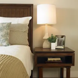 Table lamps in the bedroom in the interior
