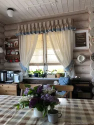 Wooden curtains for the kitchen photo