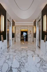 Hallway interior with marbled wallpaper