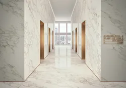 Hallway interior with marbled wallpaper