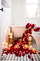 Bath with roses and candles photo