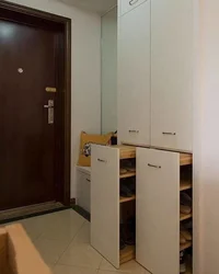 Hallway design with refrigerator in apartment