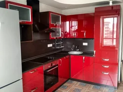 Mətbəx künc qırmızı dizayn