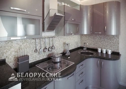 White metallic kitchen in the interior