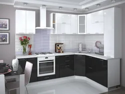 White metallic kitchen in the interior