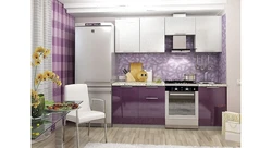 White metallic kitchen in the interior