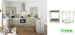 White metallic kitchen in the interior