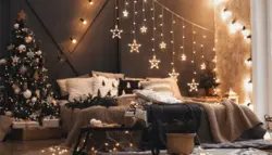 Garland in the bedroom interior