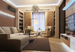 Panel ev dizaynında iki otaqlı mənzildə qonaq otağı