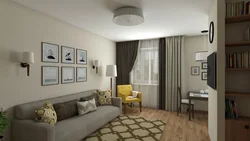 Екі терезе фотосуреті бар бір бөлмелі Хрущев пәтерінің дизайны