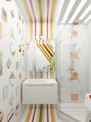 Striped bathroom interior