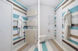 Striped bathroom interior