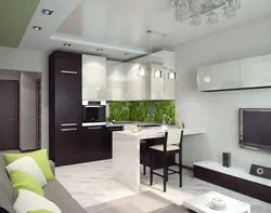 Studio room design 20 sq m with kitchen