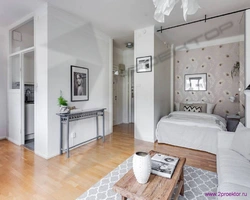 Interior Of A One-Room Apartment In Khrushchev With A Balcony