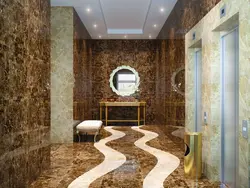 Brown marble in the bathroom interior