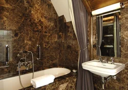 Brown marble in the bathroom interior