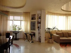 Design of a one-room apartment with windows on different walls