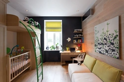 Room design 18 m2 in a one-room apartment with a child