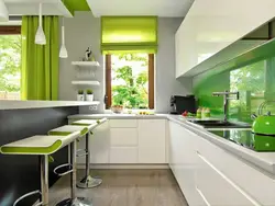 Gray-Green Wallpaper In The Kitchen Interior