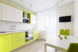 Gray-Green Wallpaper In The Kitchen Interior