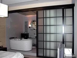 Sliding partitions for bathtub photo