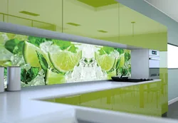 Kitchen with fresco and glass splashback photo