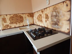 Ошхона бо fresco ва шиша splashback акс