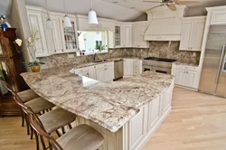 Italian marble countertop in the kitchen interior