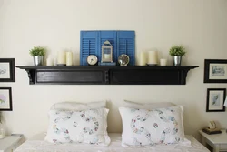 Shelves in the bedroom interior on the wall photo