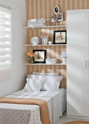 Design of shelves for bedroom photo