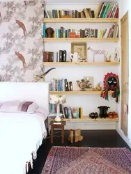 Design of shelves for bedroom photo