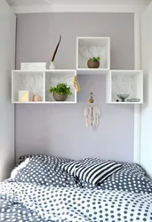 Design of shelves for bedroom photo