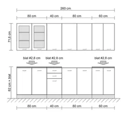 Yuqori shkaflarning oshxona balandligi fotosurati