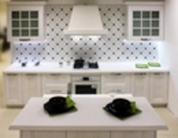 Aprons for white kitchen interior photo