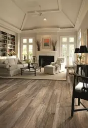Wood-look flooring in the living room interior