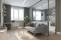 Studio apartment design with two windows 30 sq m