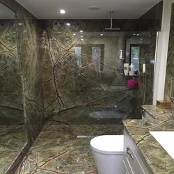 Green marble in the bathroom interior