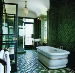 Green marble in the bathroom interior