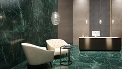 Green marble in the bathroom interior