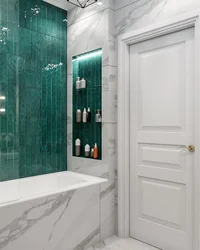 Green marble in the bathroom interior