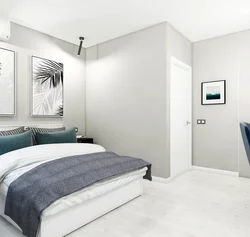 Walls and floor in the bedroom interior photo
