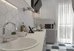 Інтэр'ер кухні з белай пліткай фота