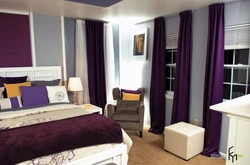 Combination of purple with other colors in the bedroom interior