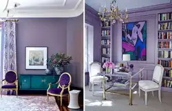 Combination of purple with other colors in the bedroom interior