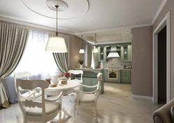 Design of kitchen and dining room in a house 20 m